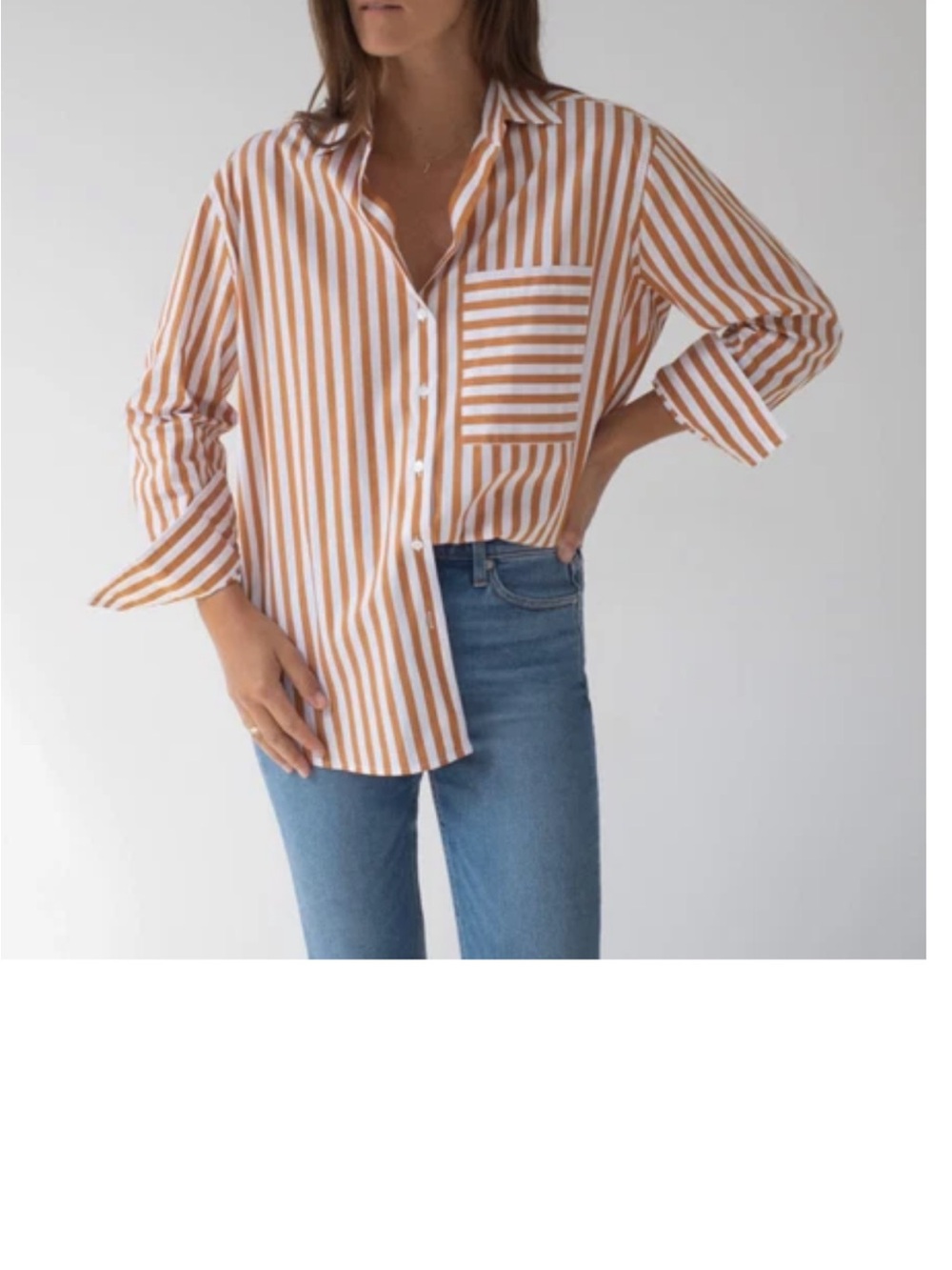 AYR “The Deep End” Striped Button-Down Shirt in Aperitif color